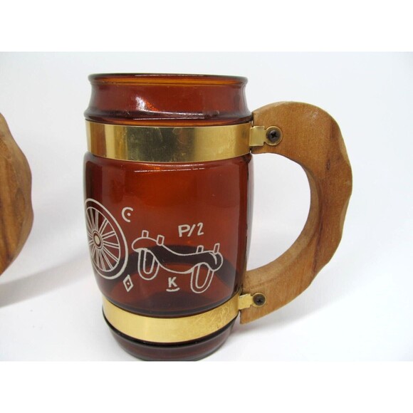 Siesta Ware 2 Piece Western Wagon Wheel Theme Barware Mugs - Picture 2 of 12